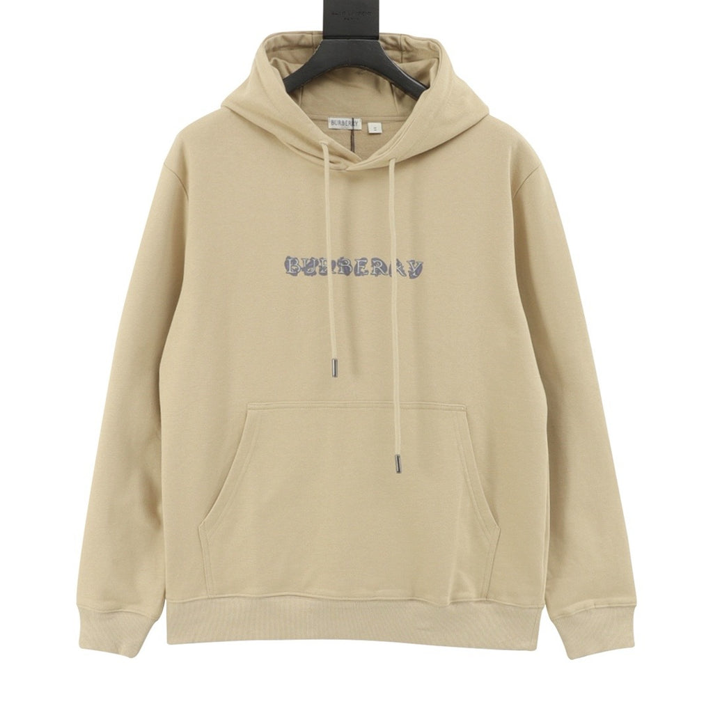 Burberry Women's & Men's Beige Letter Logo Hoodie