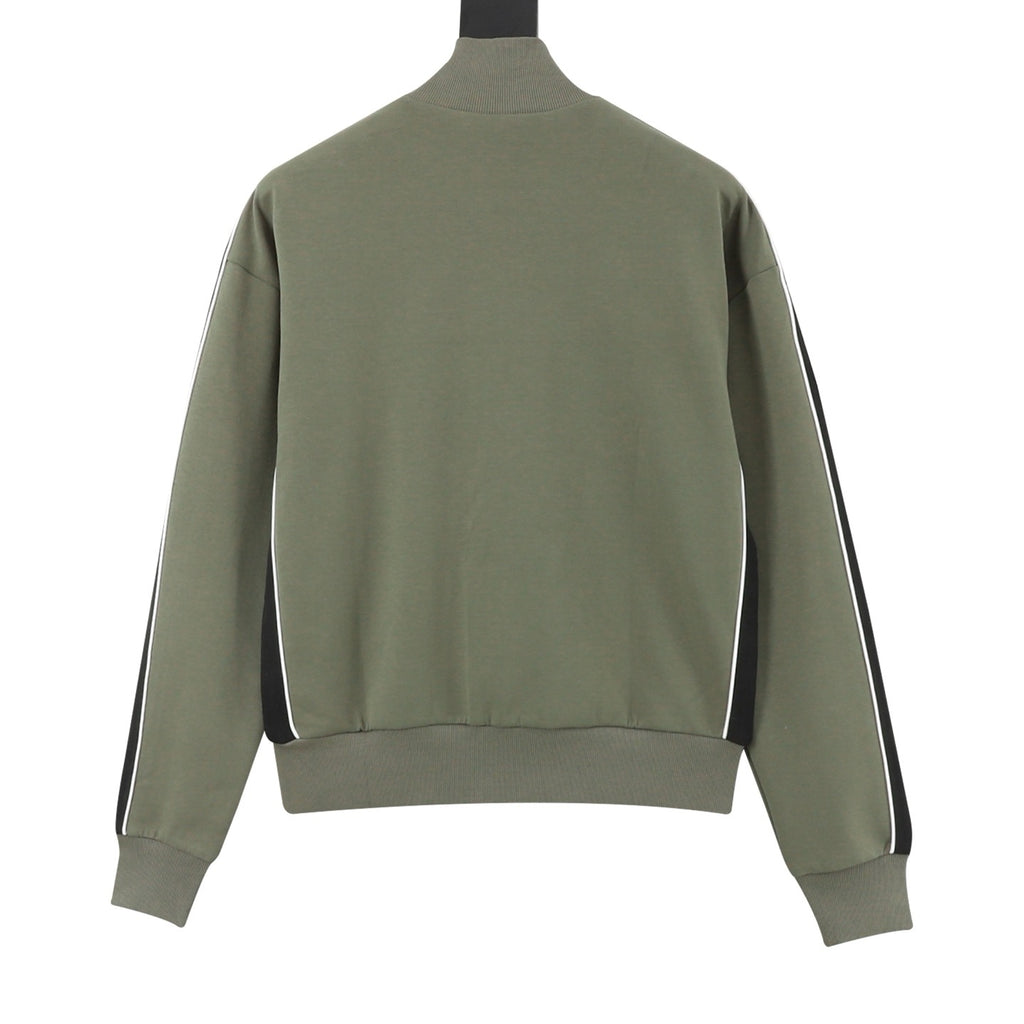 Loewe Women's Men's Olive Green Anagram Striped Zip-Up Track Jacket