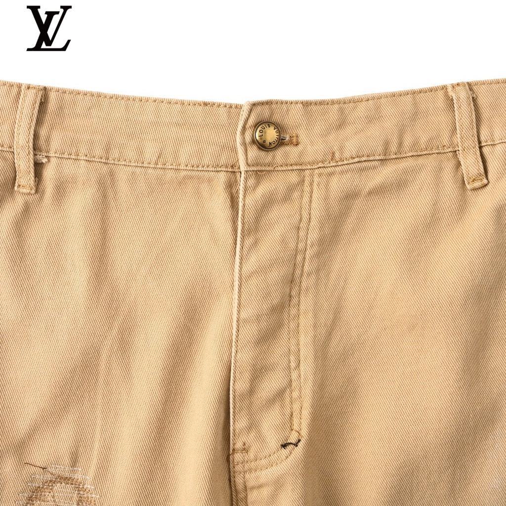 Louis Vuitton Khaki Paint Splatter Workwear Shorts