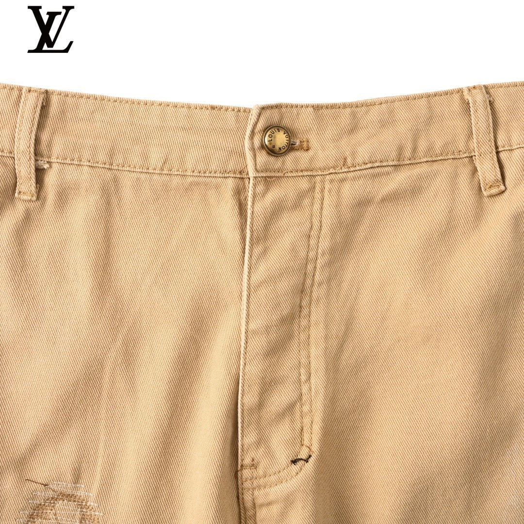 Louis Vuitton Khaki Paint Splatter Workwear Shorts