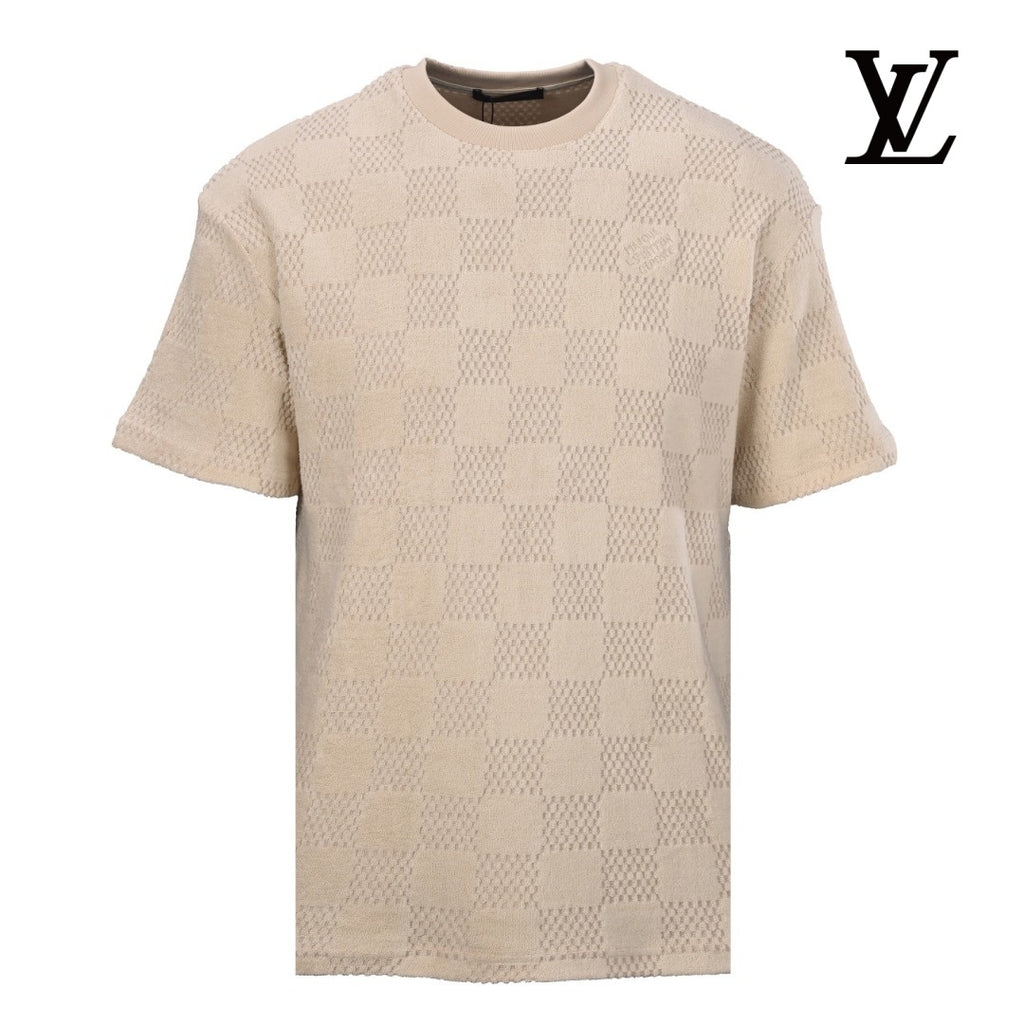 Louis Vuitton Men's Beige Damier Textured T-Shirt