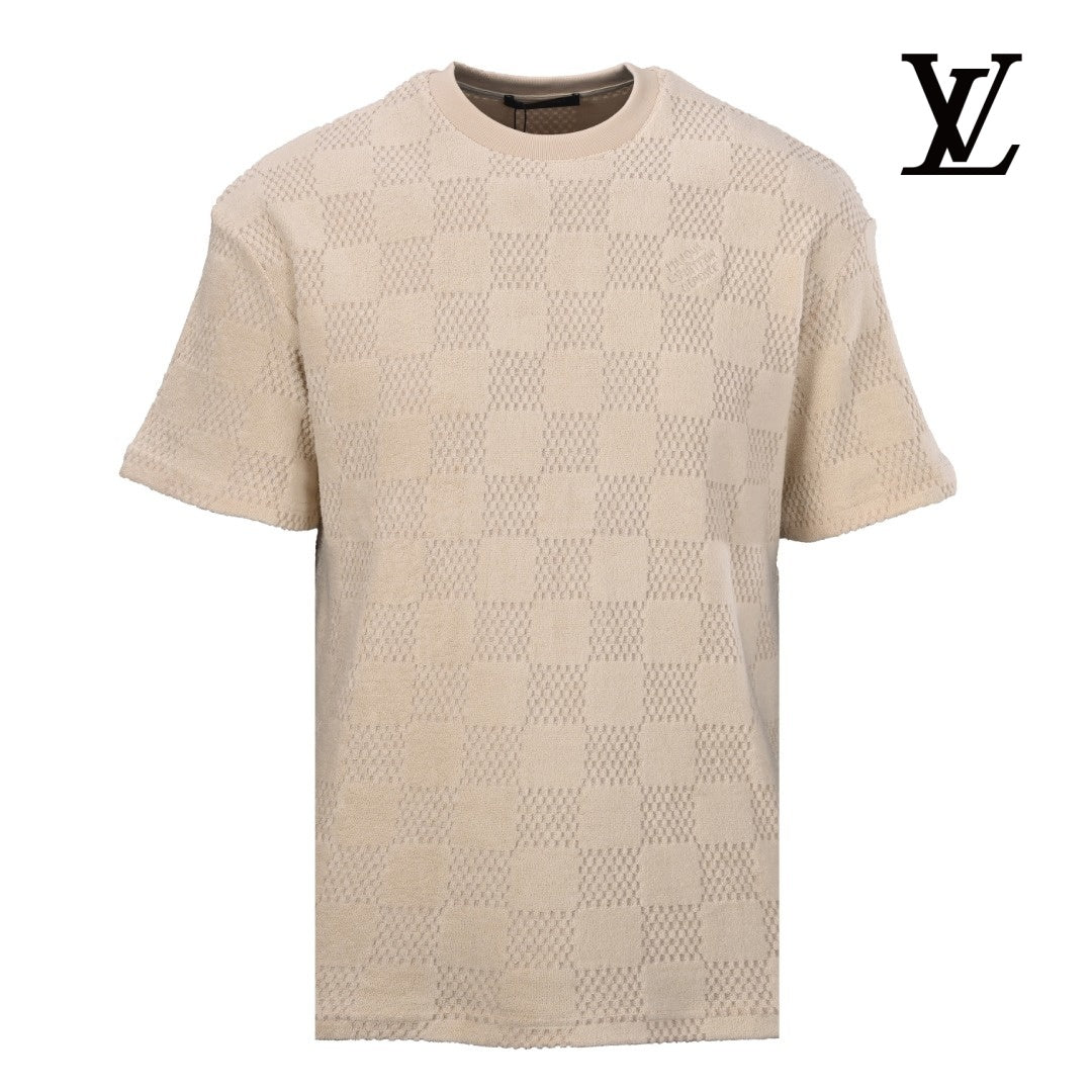 Louis Vuitton Men's Beige Damier Textured T-Shirt