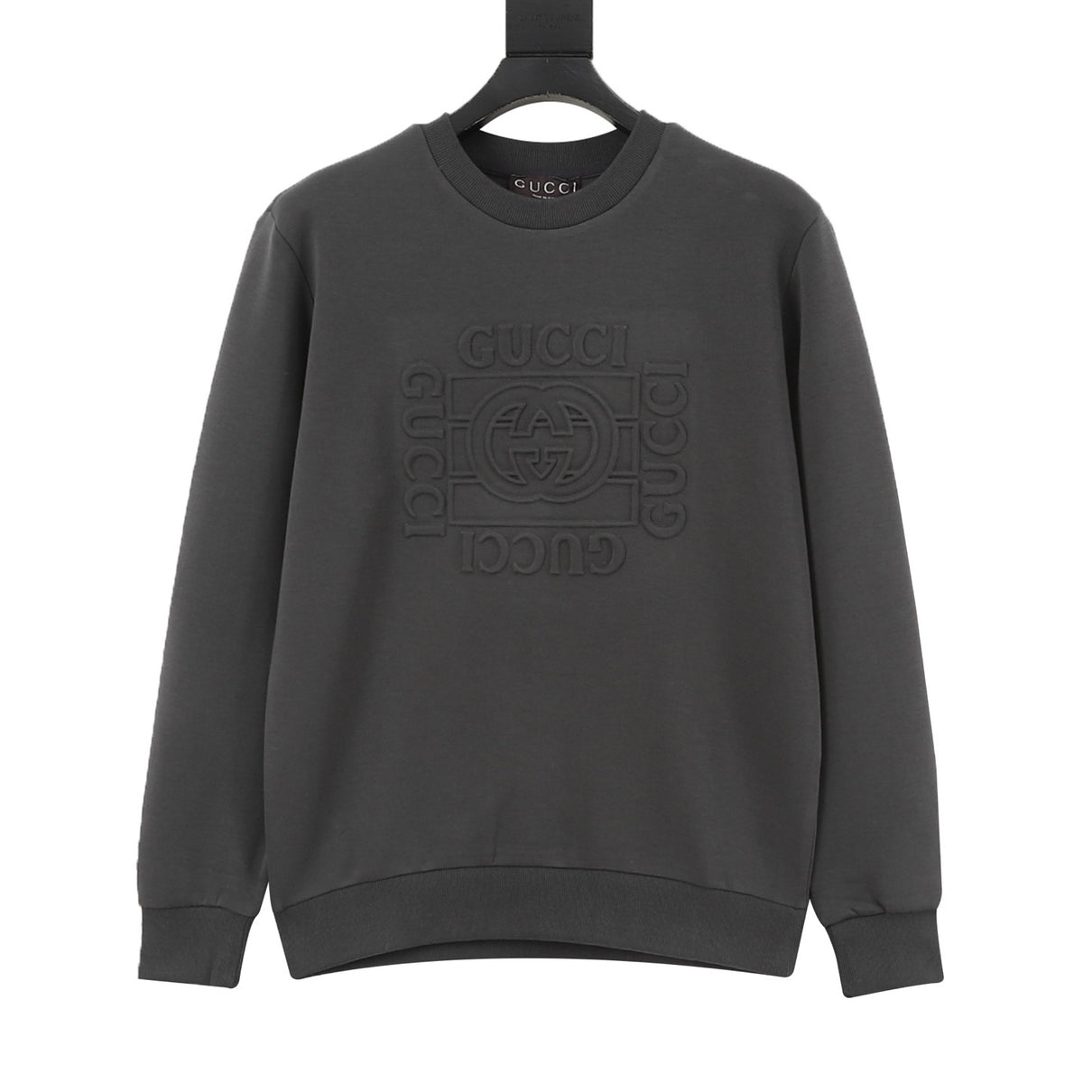 Gucci Women's Men's Dark Grey Embossed Interlocking G Crewneck Sweatshirt