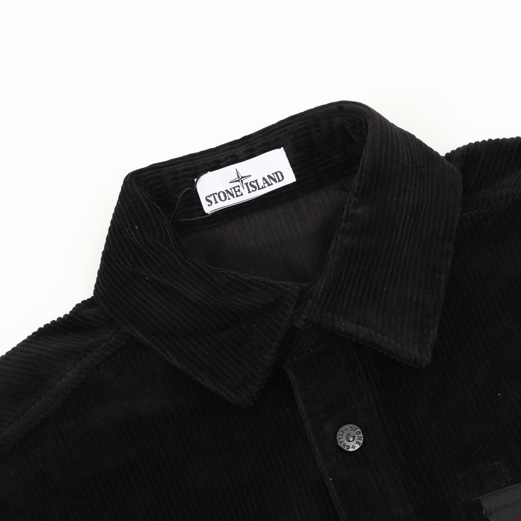 Stone Island Women's & Men's Black Compass Patch Corduroy Shirt Jacket