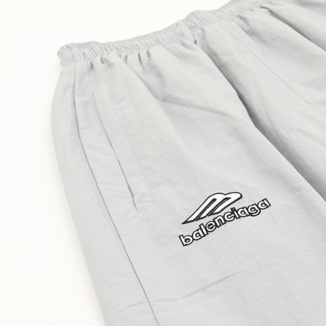 Balenciaga 26SS Sport Logo & Crest Embroidered Wide-Leg Track Pants