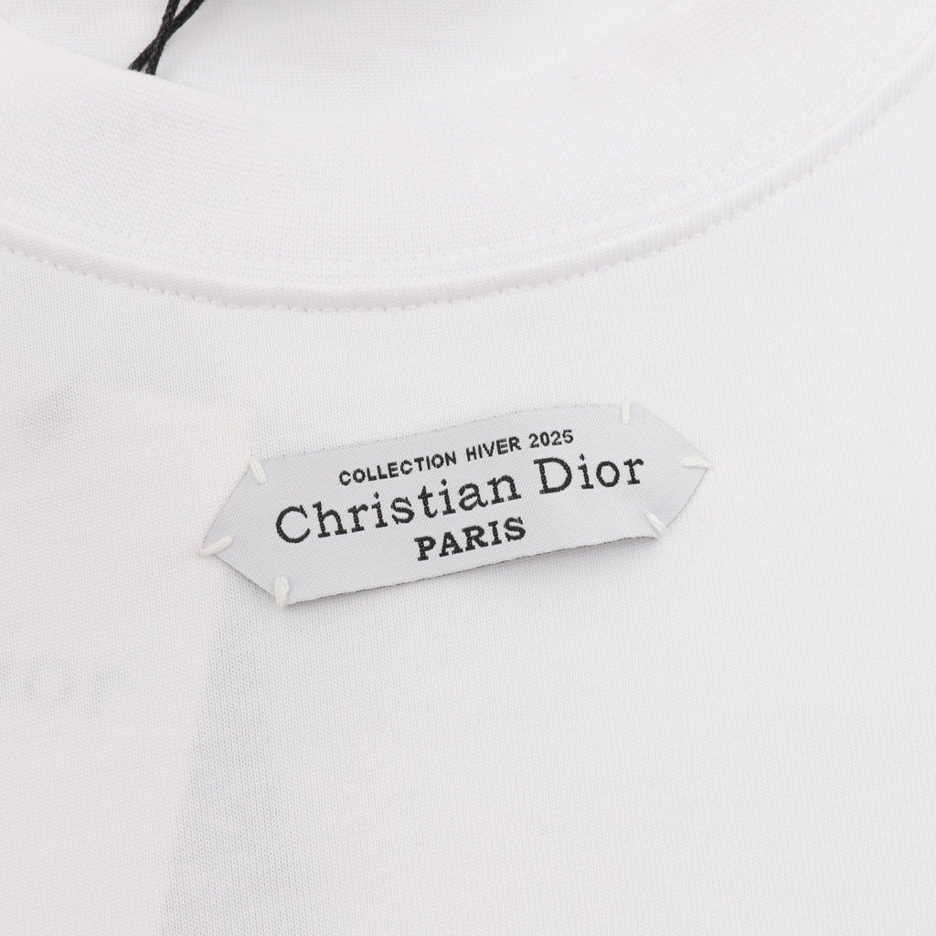 Dior Women's / Men's Label Logo Long-Sleeve T-Shirt in White