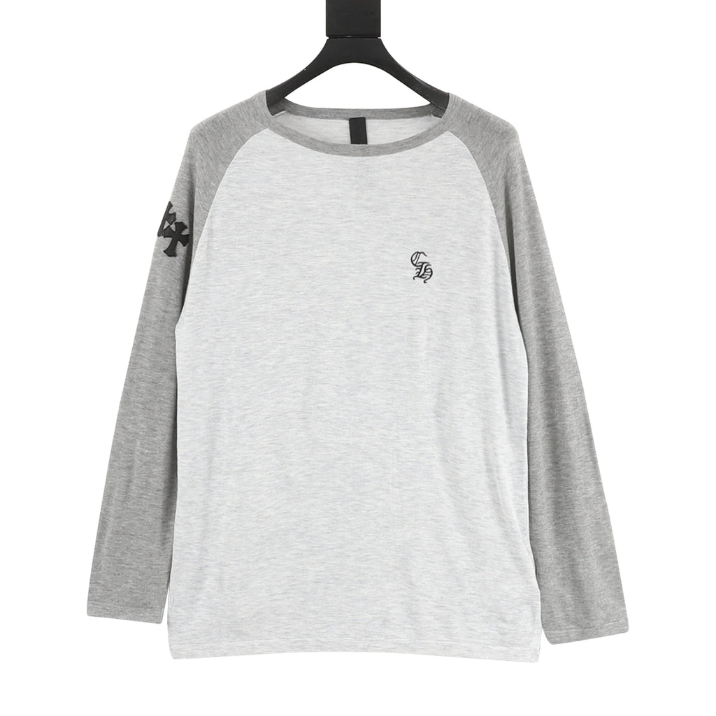 Chrome Hearts CH Gothic Logo Cross Embroidered Raglan Long-Sleeve T-Shirt