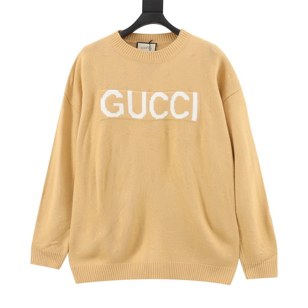 Gucci Women's Men's Beige Logo Crewneck Sweater