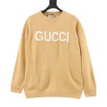 Gucci Women's Men's Beige Logo Crewneck Sweater