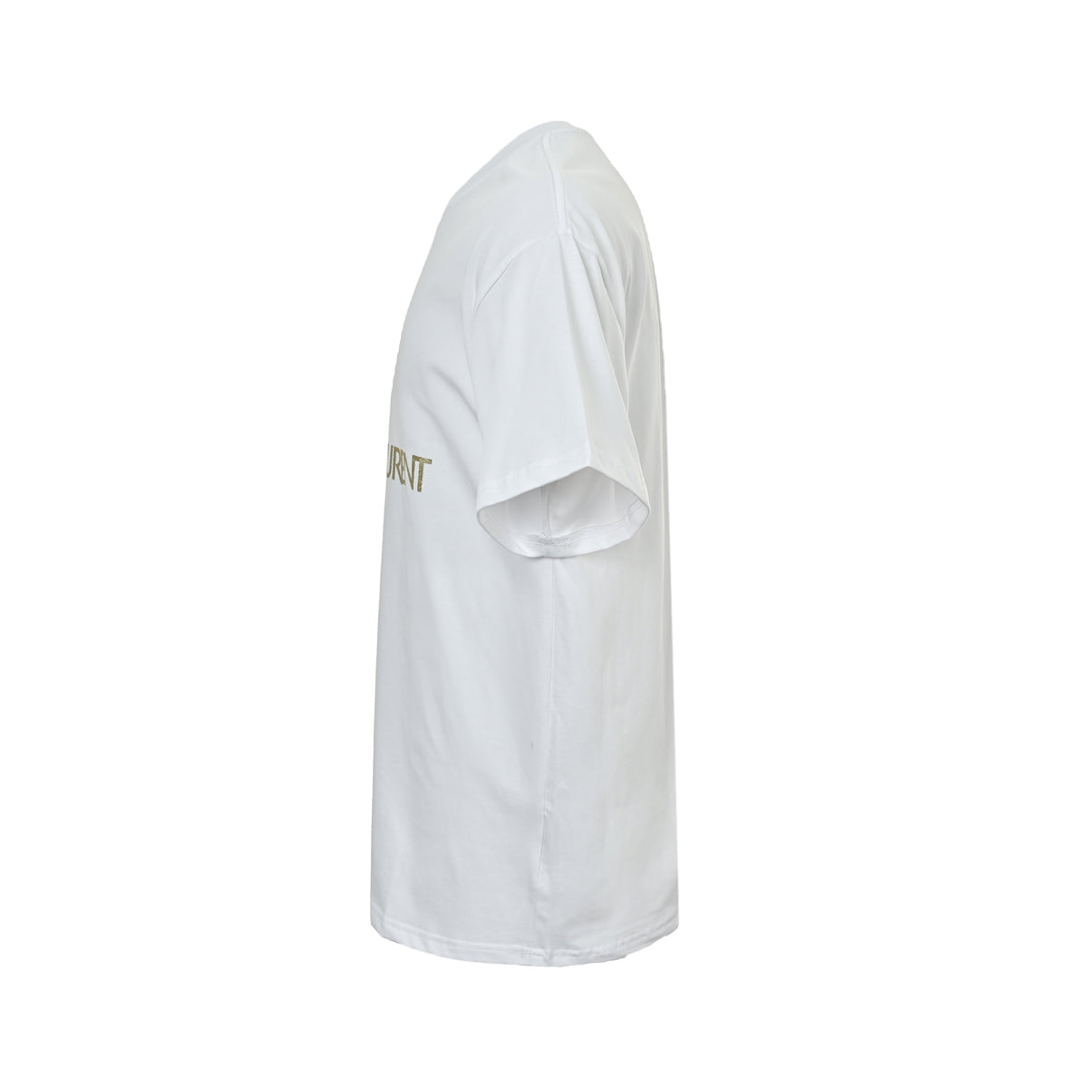 Yves Saint Laurent Gold Logo Print Short-Sleeve T-Shirt in White