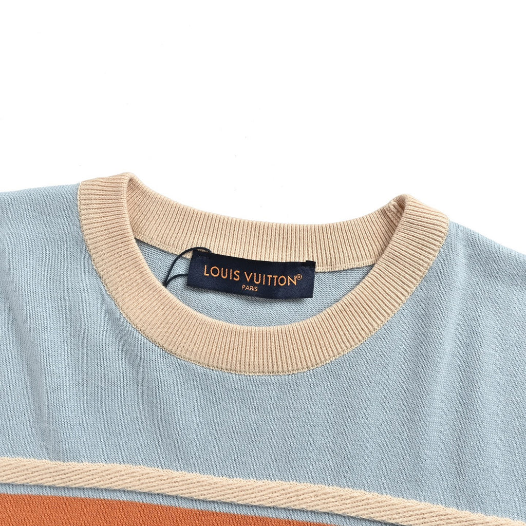 Louis Vuitton Women's / Men's Color-Block Striped Knit T-Shirt in Light Blue