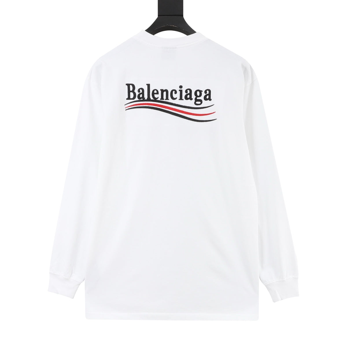 Balenciaga Women's Men's White Wave Logo Long-Sleeve T-Shirt
