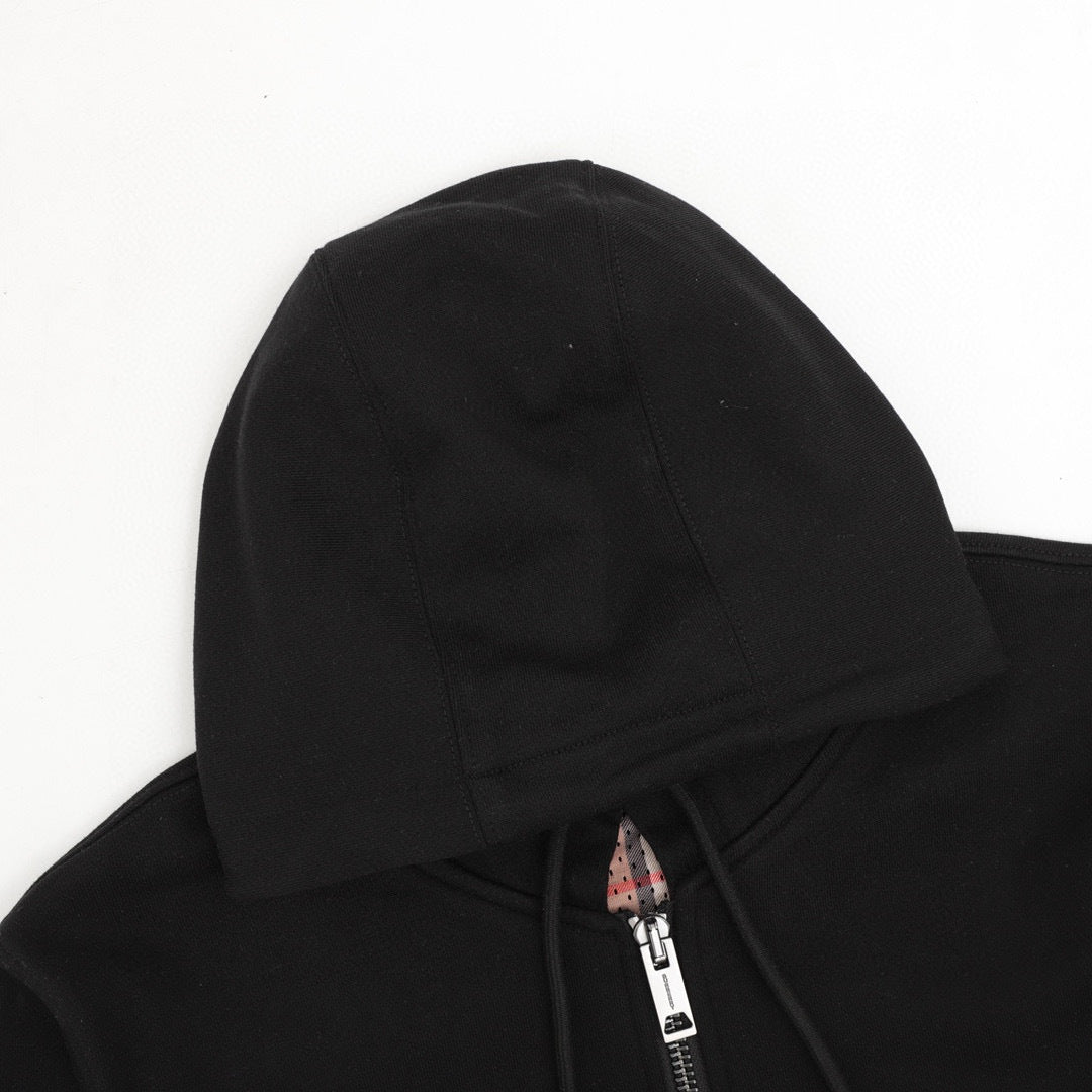 Burberry London England Label Vintage Check-Lined Zip-Up Hoodie