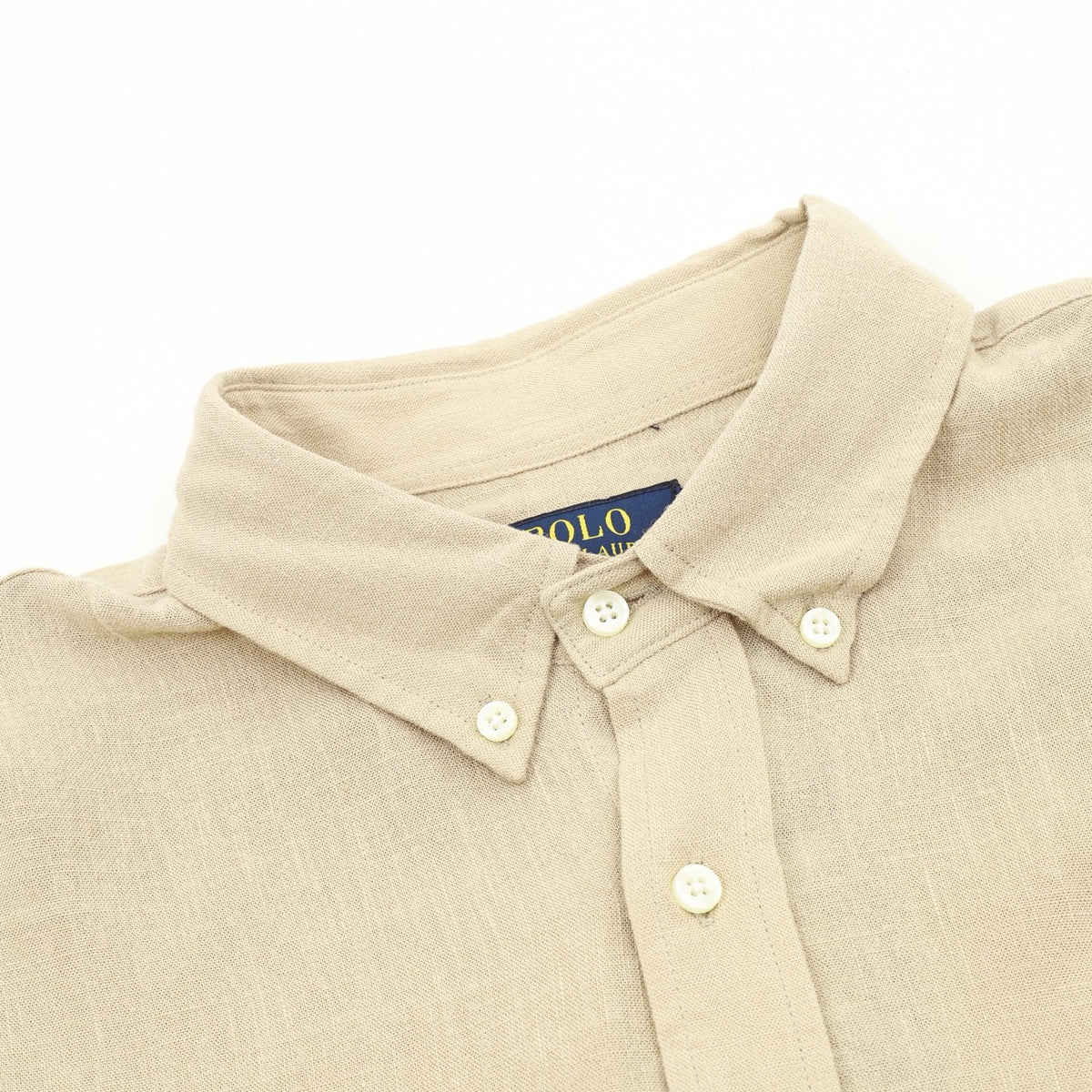 Ralph Lauren Women's Men's Beige Pony Logo Long-Sleeve Linen Shirt