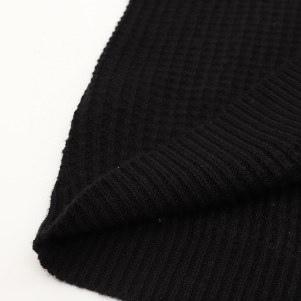 CH Cashmere Cardigan with Leather-Trimmed Sleeves and Cross-Waffle Knit