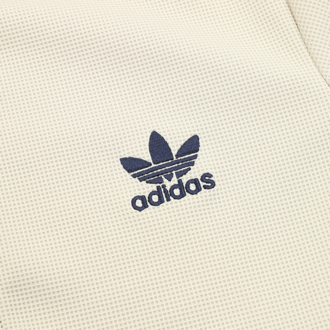 Adidas Originals American Retro Trefoil Track Jacket | Cream Burgundy Stripe Navy Trim
