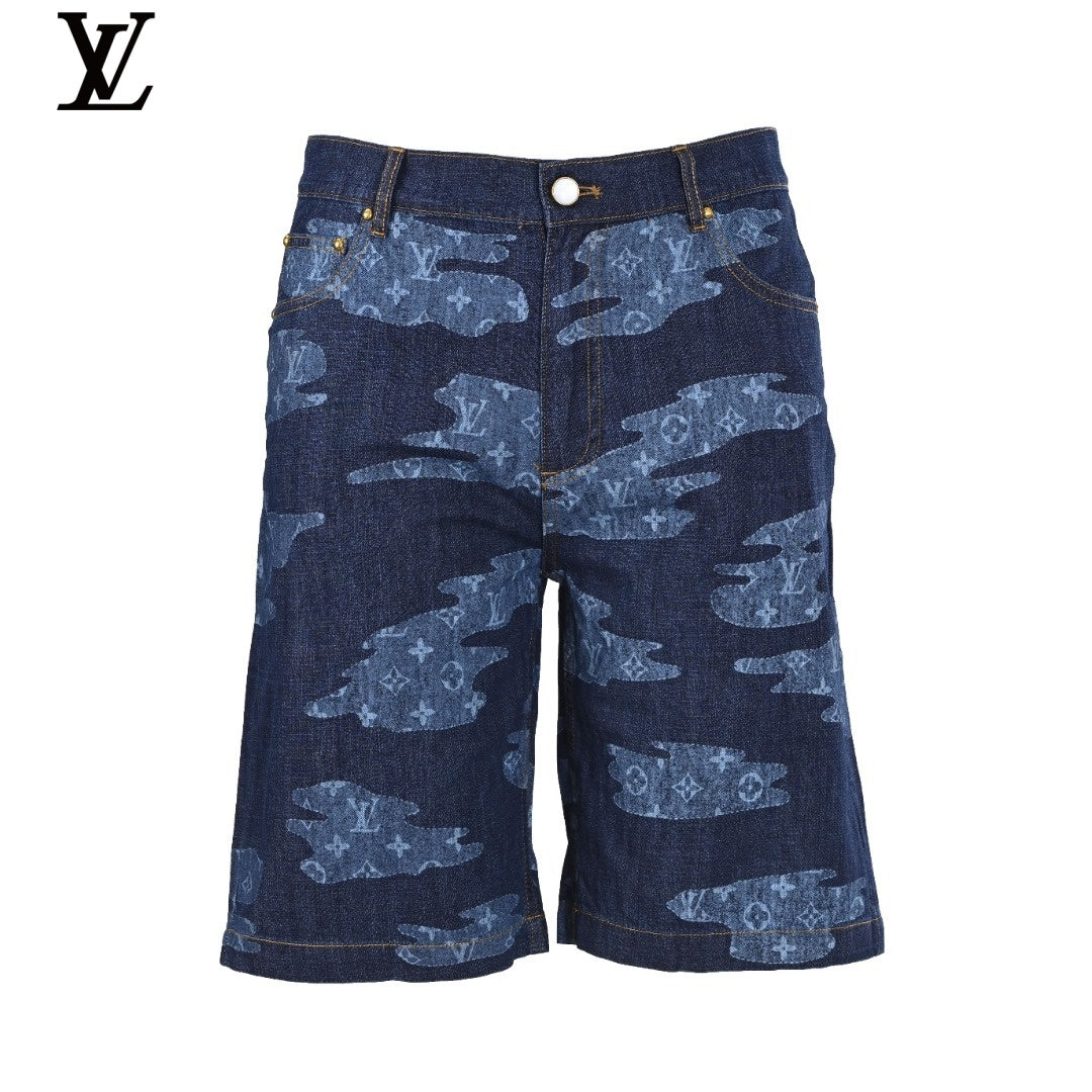 Louis Vuitton Blue Camo Monogram Denim Shorts