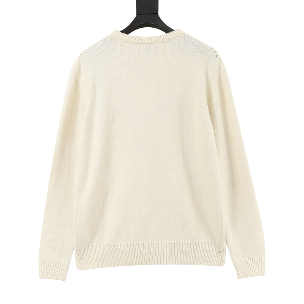 CELINE Women's & Men's Cream Horse Carriage Logo Crewneck Sweater