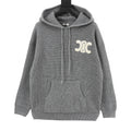 Celine Arc de Triomphe Chenille Logo Chunky Knit Hoodie