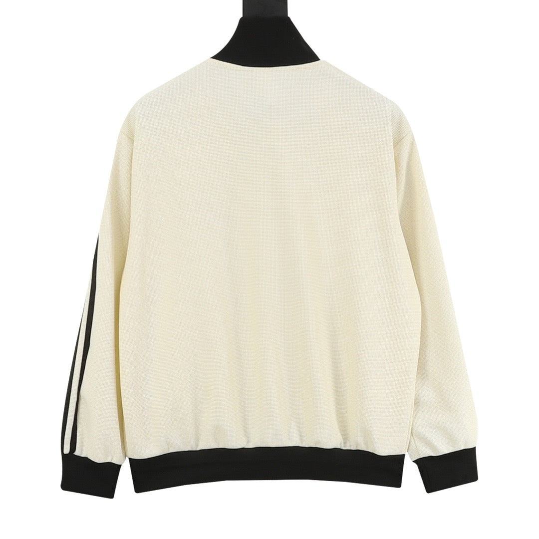Adidas Originals American Retro Trefoil Track Jacket | Cream Burgundy Stripe Navy Trim