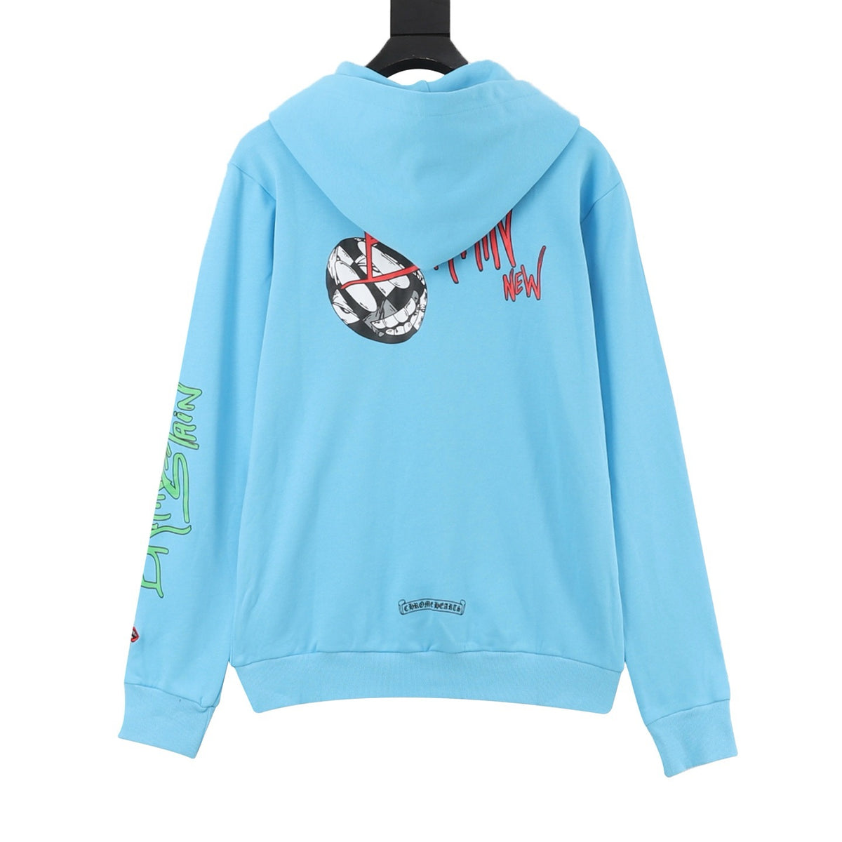 Chrome Hearts Women's Men's Light Blue Graphic Hoodie