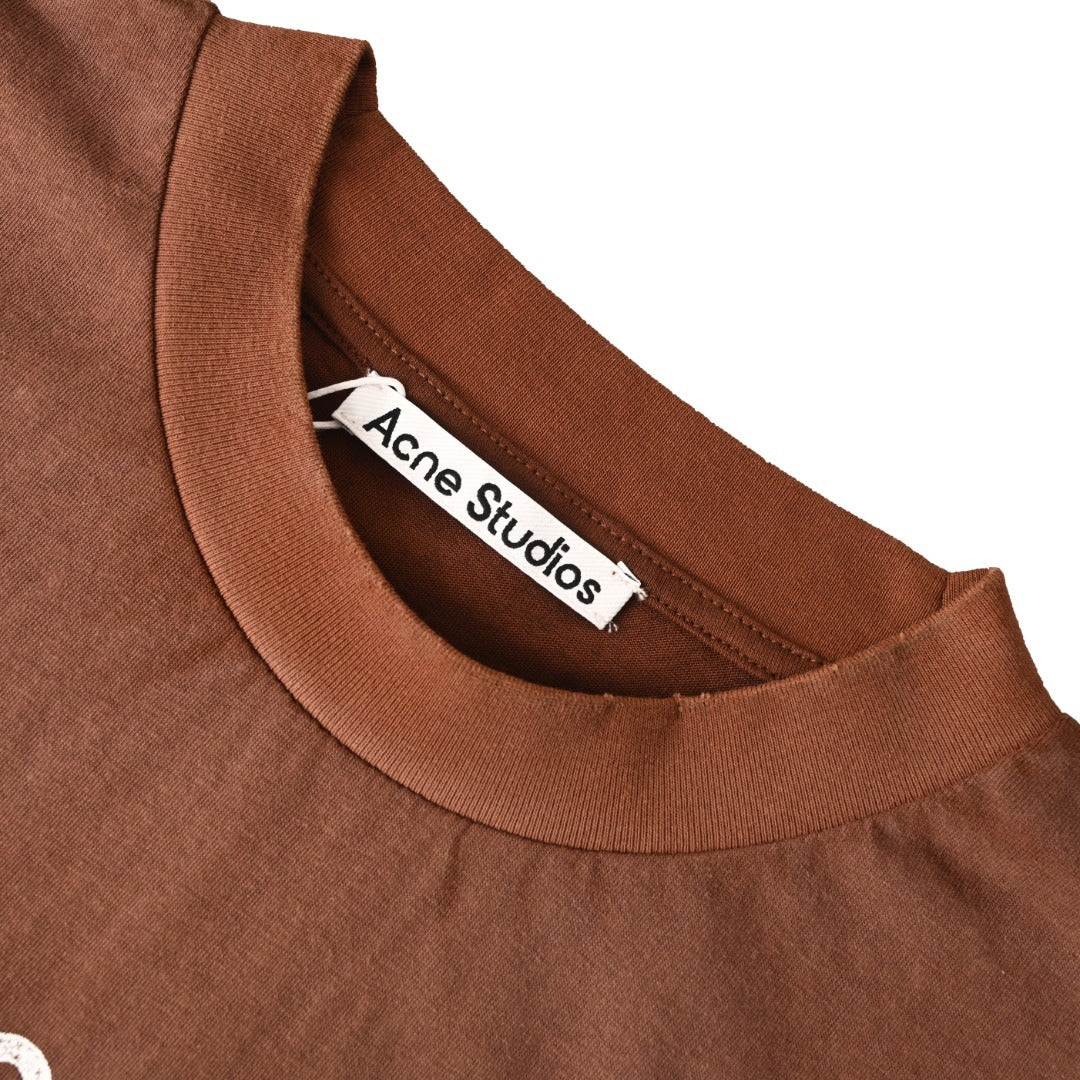 Acne Studios Stockholm 1996 Vintage-Style Print Short-Sleeve T-Shirt in Brown