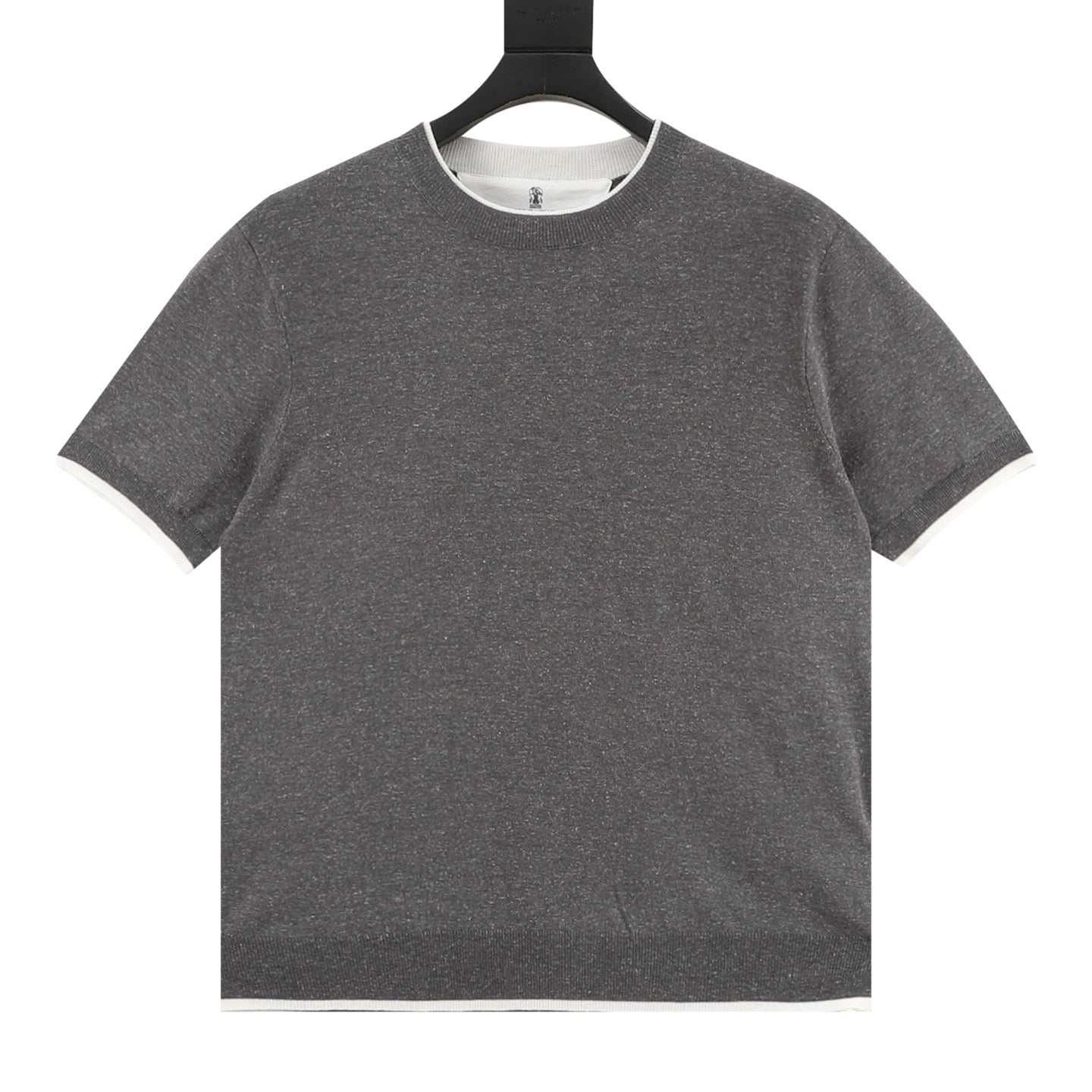 Brunello Cucinelli Layered Look Two-in-One Knit Short-Sleeve T-Shirt