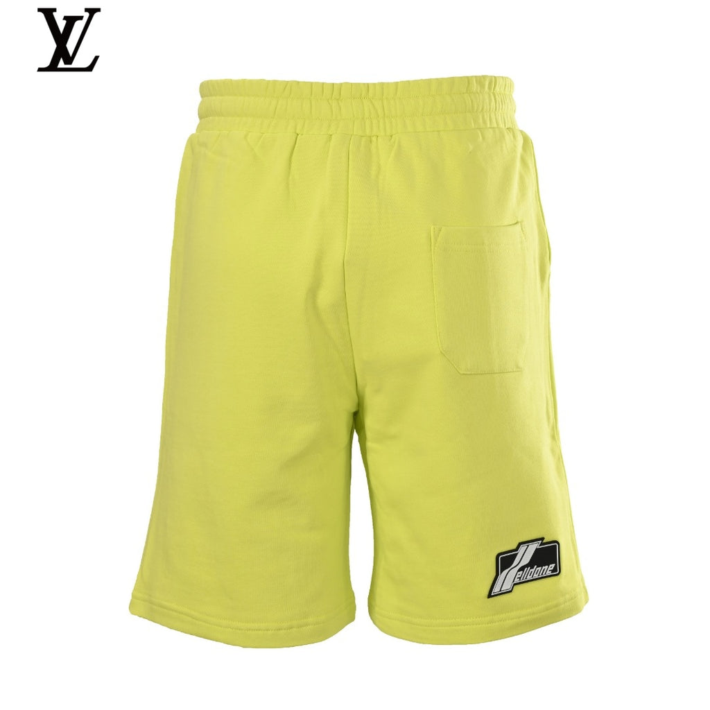 We11done Bright Yellow Logo Patch Sweat Shorts