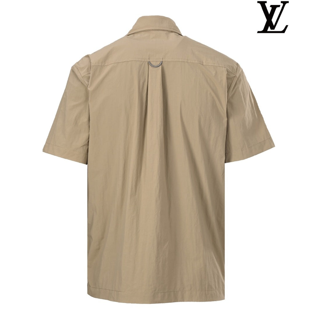 Louis Vuitton Men's Khaki Zip Short Sleeve Shirt