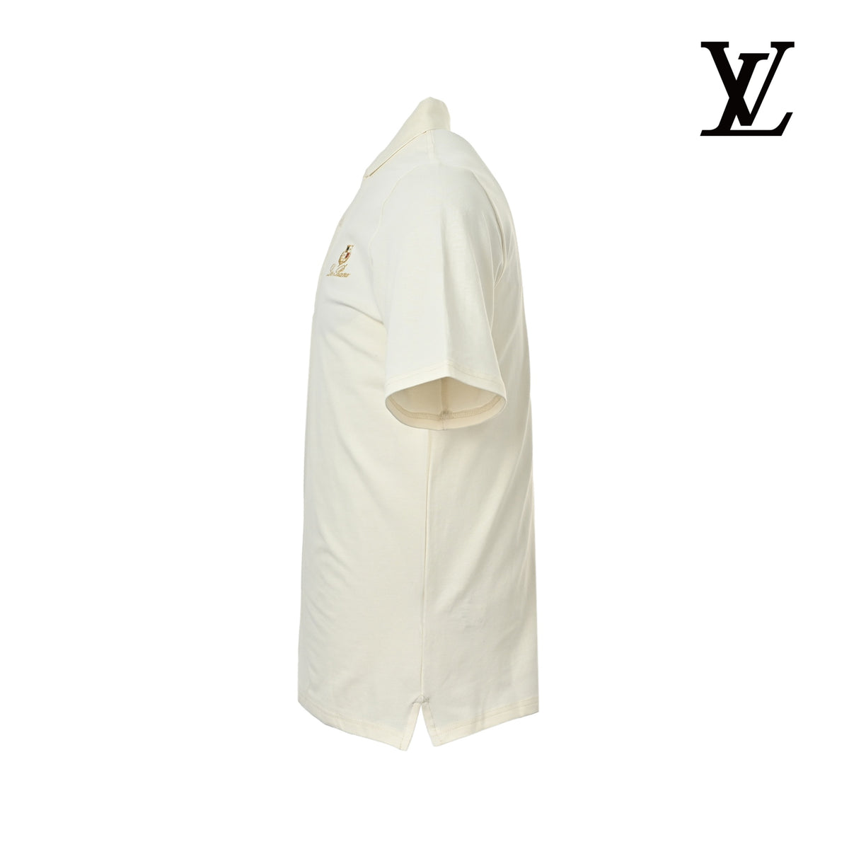 Loro Piana Men's Cream Embroidered Logo Polo Shirt