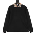 Burberry Women's & Men's Black Vintage Check Collar Long-Sleeve Polo Shirt
