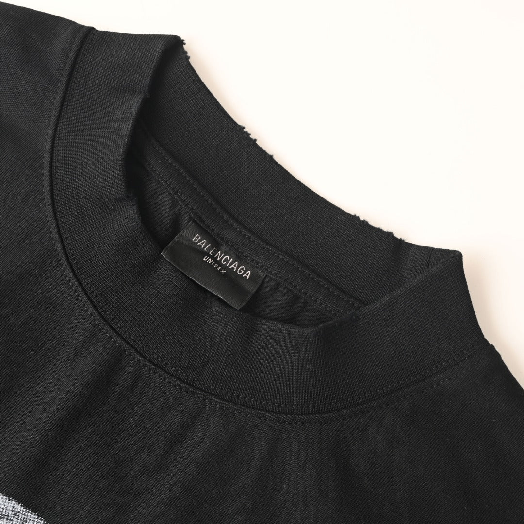 Balenciaga Black Distressed Graphic T-Shirt
