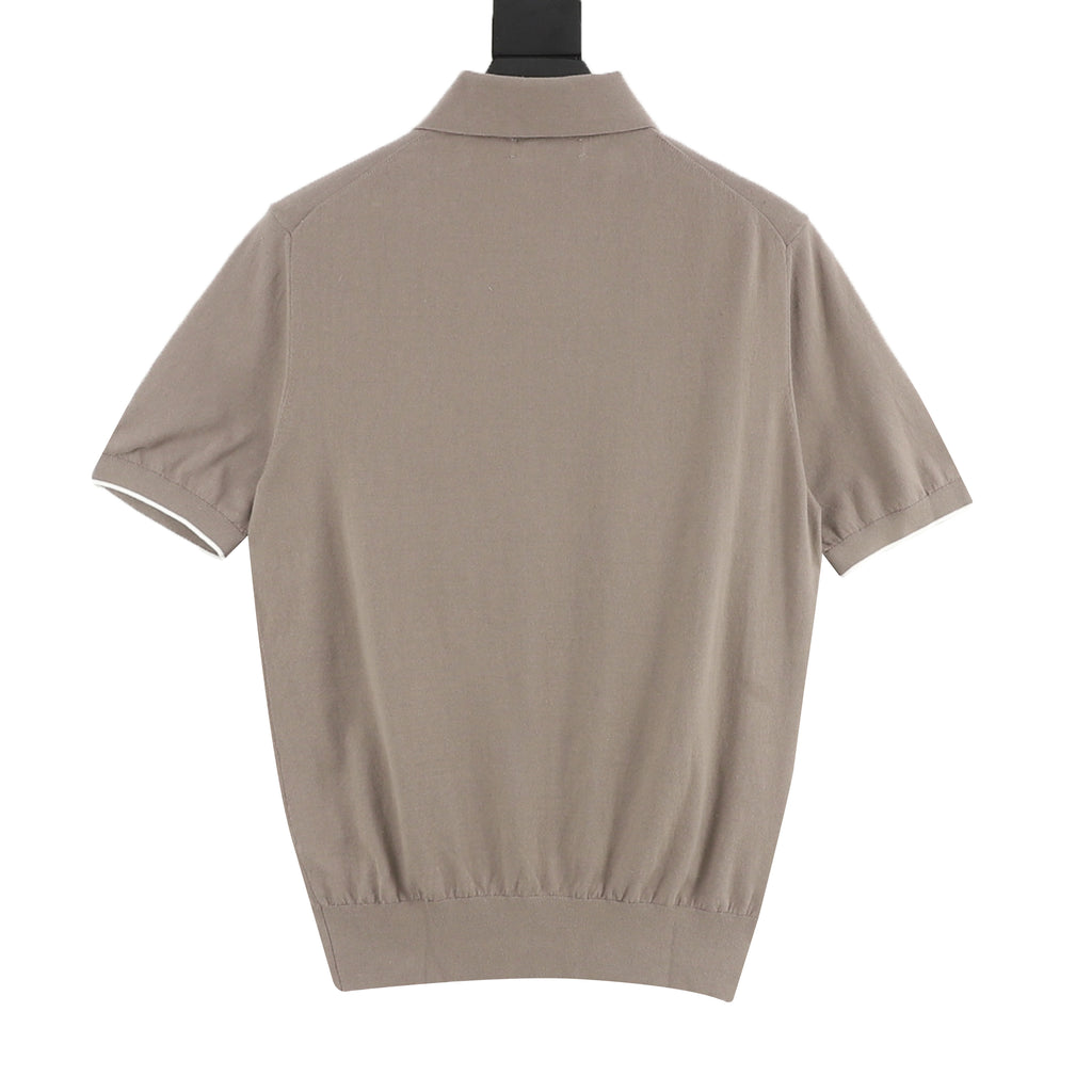 Brunello Cucinelli Solid Color Embroidered Logo Polo Shirt