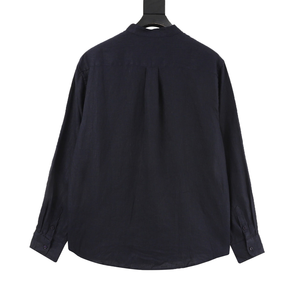 Loro Piana Women's Men's Navy Mandarin-Collar Linen Shirt