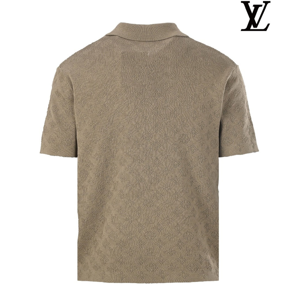 Louis Vuitton Khaki Monogram Knit Polo Shirt