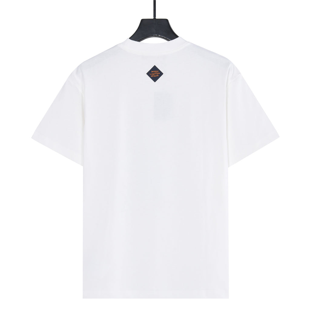 Louis Vuitton Graffiti LV Logo Print Short-Sleeve T-Shirt in White