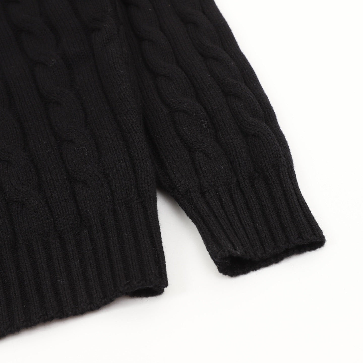 Prada Resort Anchor Logo Cable Knit Crewneck Sweater | Black Nautical Luxury Knitwear