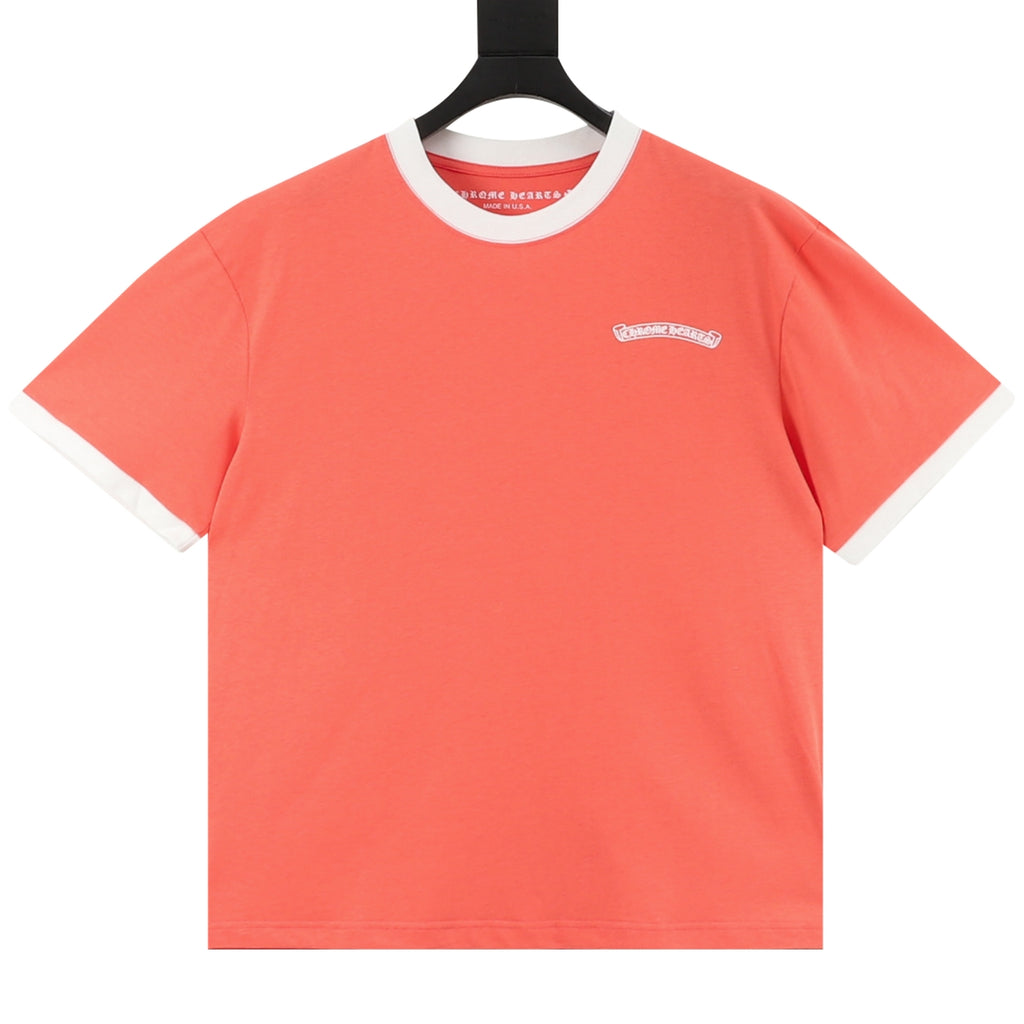 Chrome Hearts Men's Coral White-Trim Logo Short-Sleeve T-Shirt