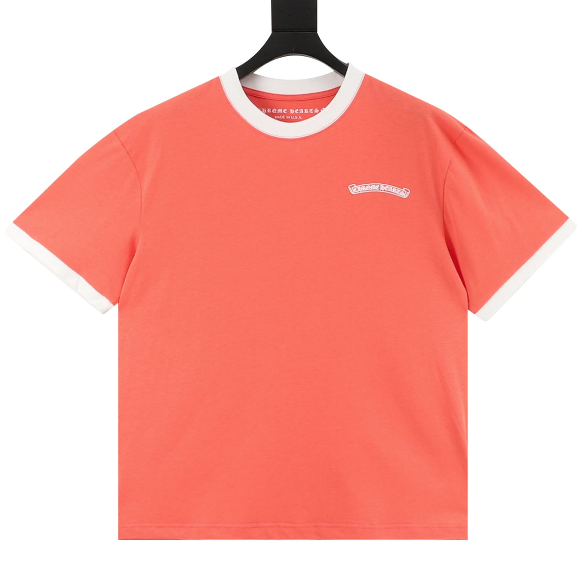 Chrome Hearts Men's Coral White-Trim Logo Short-Sleeve T-Shirt