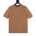 Loro Piana Cable-Knit Short-Sleeve T-Shirt in Camel