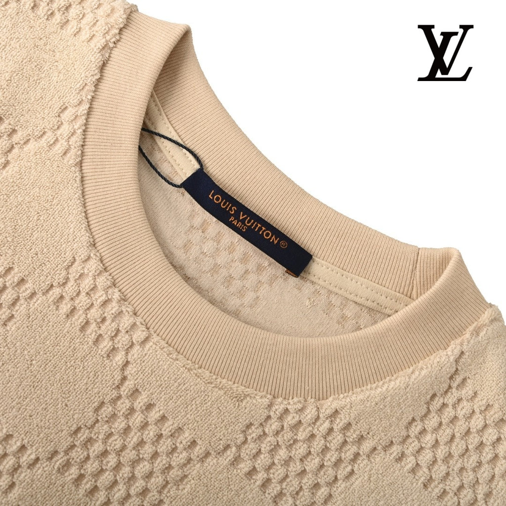 Louis Vuitton Men's Beige Damier Textured T-Shirt