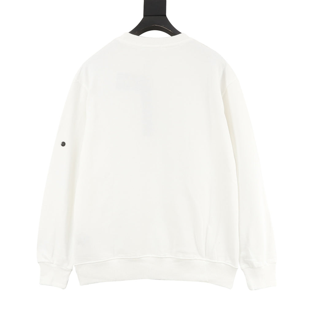 Stone Island Sleeve Badge Crewneck Sweatshirt | White Minimalist Luxury Streetwear