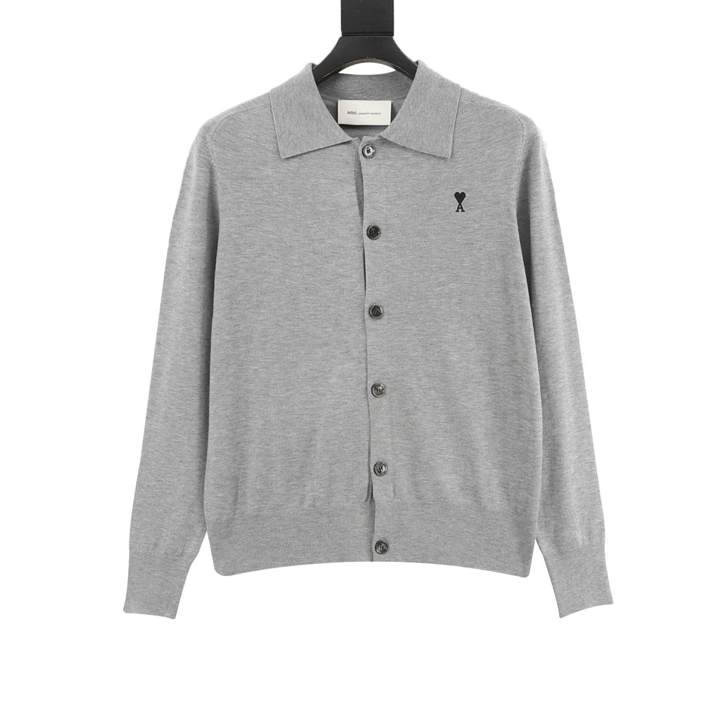 AMI Paris ADC Heart Knit Wool Cardigan