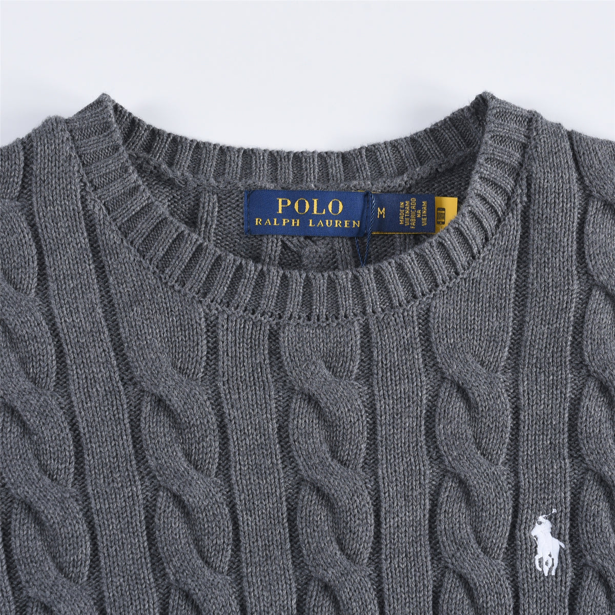 Polo Ralph Lauren Women's Men's Dark Grey Cable Knit Crewneck Sweater
