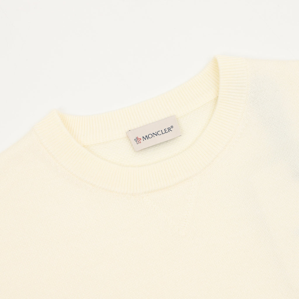 Moncler Women's & Men's Cream Sleeve Pocket Crewneck Knit Sweater