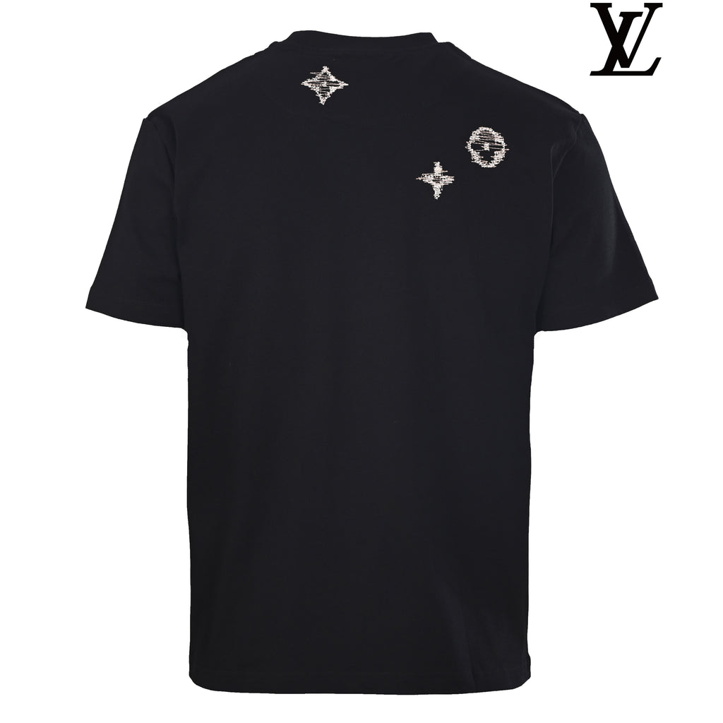 Louis Vuitton Men's Black Stitched Monogram T-Shirt