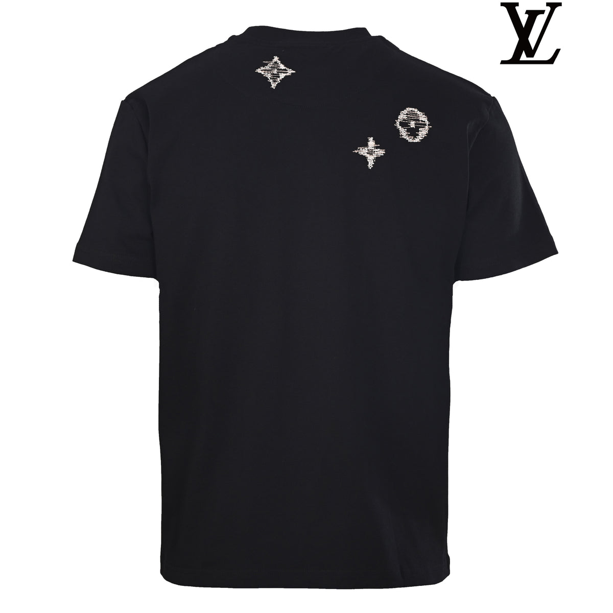 Louis Vuitton Men's Black Stitched Monogram T-Shirt