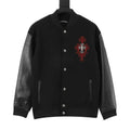 Chrome Hearts Women's Men's Black Cross-Embroidered Varsity Jacket
