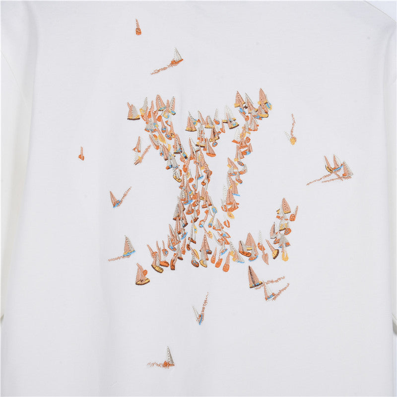 Louis Vuitton Mini LV Embroidered Short-Sleeve T-Shirt in White