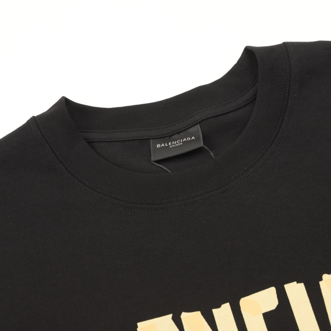 Balenciaga Masking Tape Logo Long Sleeve T-Shirt | Off-White Distressed Graphic Tee